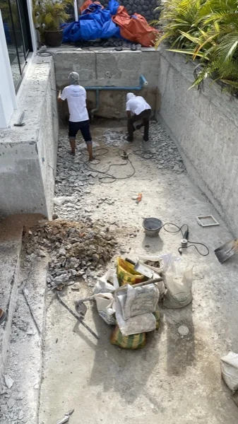 Private Villa, Phuket — the shell prepared beside the new wall