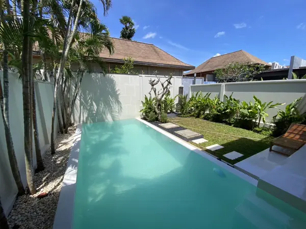 Private Villa, Rawai — Pearl White — the renewed pool along the garden