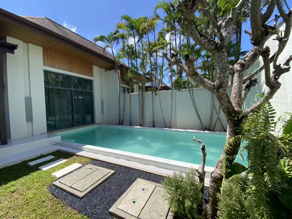 Private Villa, Rawai — Pearl White — the new concrete tank lids beside the pool