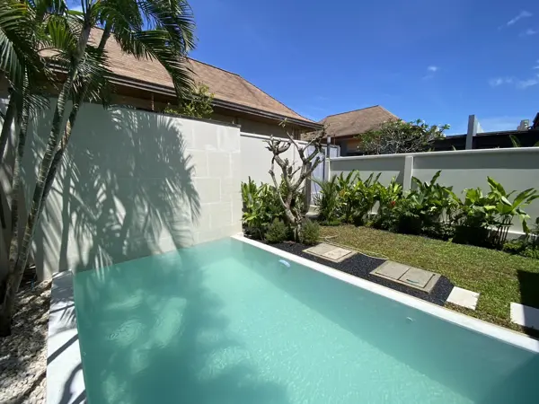 Private Villa, Rawai — Pearl White — the pool along the garden in the shade of the palms