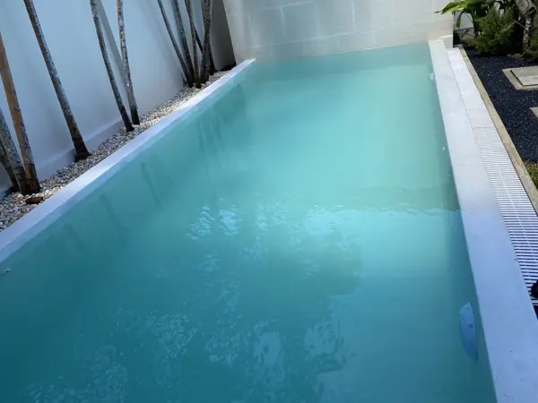 Private Villa, Rawai — Pearl White — the pool along the boundary wall