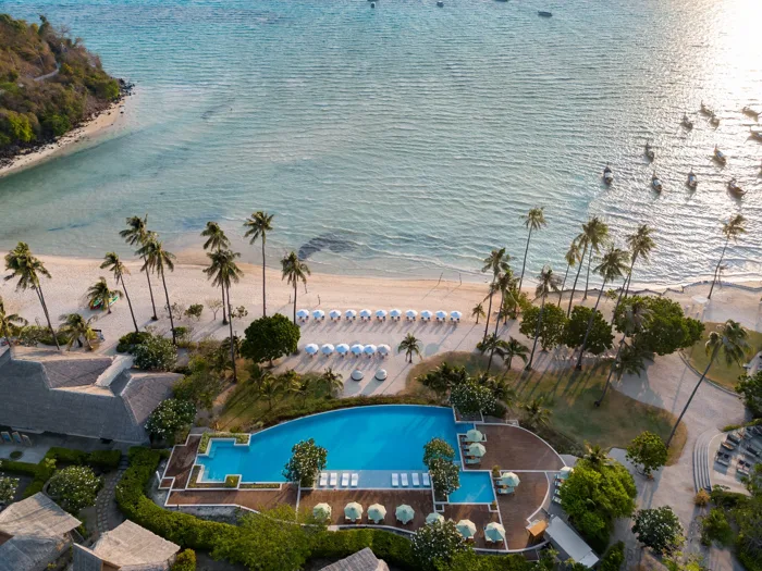 SAii Phi Phi — the resort and its pool from the air
