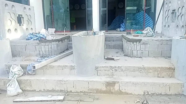 Sugar Marina POP — steps and platforms taking shape in blockwork