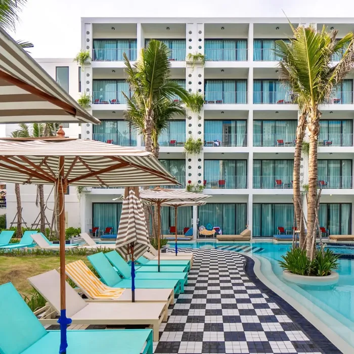 Sugar Marina POP – Kata Beach — the chequered deck beside the pool