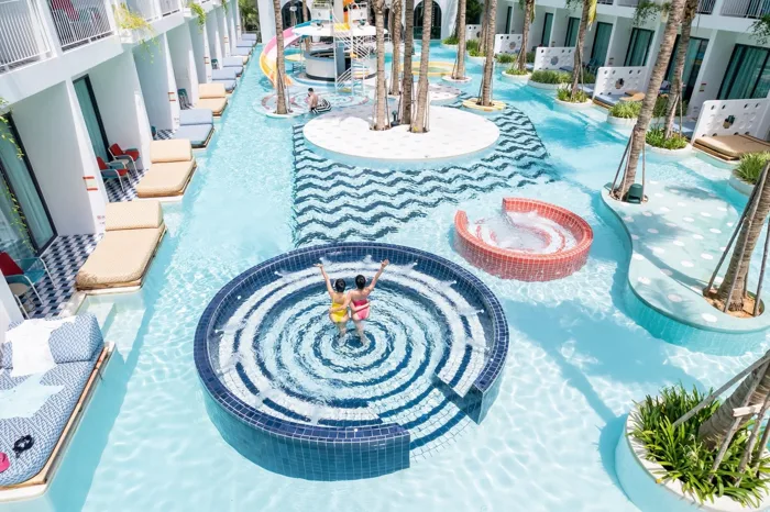 Sugar Marina POP – Kata Beach — the spiral jacuzzi and the pool loungers