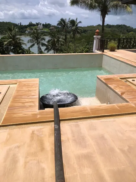 The Estate, Ao Po — filling the pool over the new finish