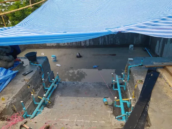 The Estate, Ao Po — new pipework laid in the floor