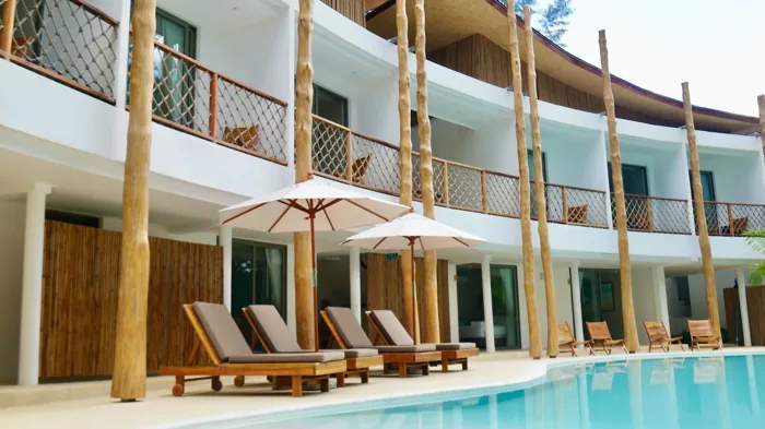 The Talay — the curved pool along the building