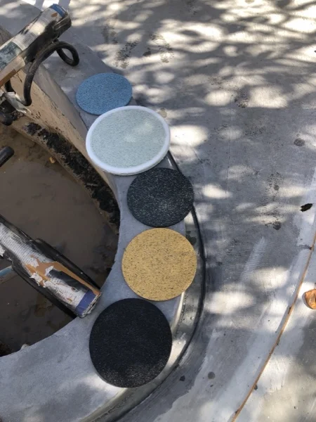 Title Serenity, Nai Yang — custom colour samples laid out on site