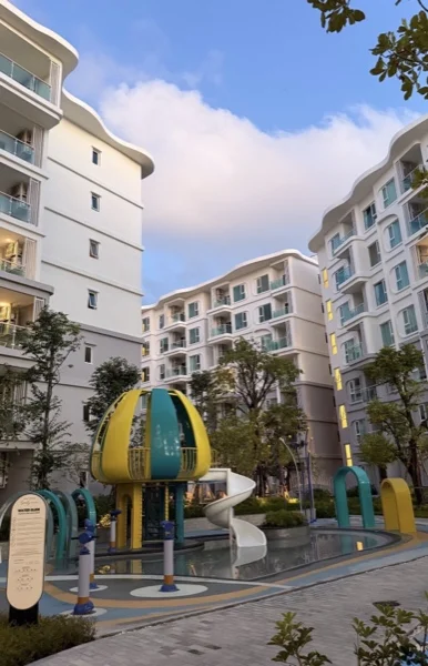 Title Serenity, Nai Yang — the play structures beside the pool