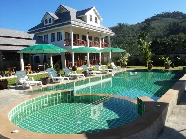 Private Villa, Khao Lak — the pool as it was, in green tile