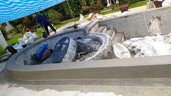 Private Villa, Khao Lak — rebuilding the jacuzzi bowl into a shallow ledge