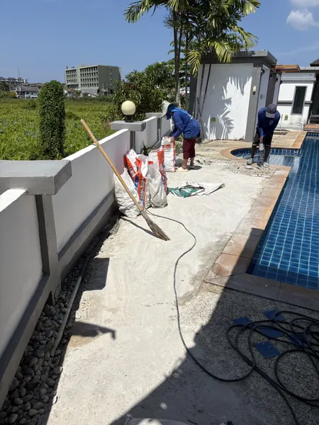 Village Clubhouse — Pool Deck — preparing the old deck