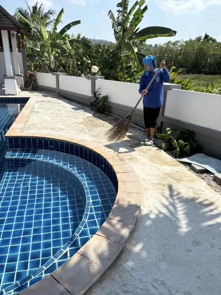 Village Clubhouse — Pool Deck — the curved pool edge before the works