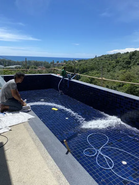 Vista del Mar, Naithon — Sea-View Pool — washing the new finish