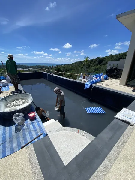 Vista del Mar, Naithon — Sea-View Pool — work on the steps