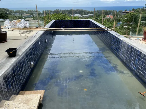 Vista del Mar, Naithon — Sea-View Pool — the pool with the coping prepared
