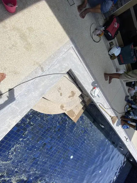 Vista del Mar, Naithon — Sea-View Pool — removing the old steps