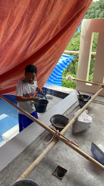 Vista del Mar, Naithon — Terrace Pool — work under cover along the pool