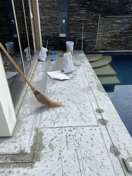 Vista del Mar, Naithon — Terrace Pool — the deck stripped and prepared
