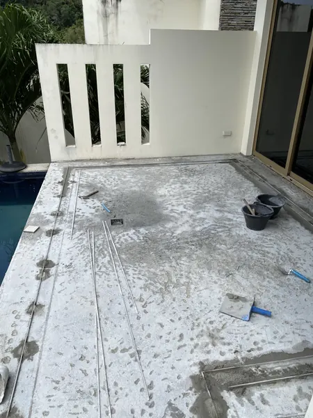 Vista del Mar, Naithon — Terrace Pool — the deck prepared by the doors