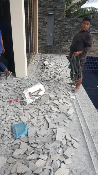 Vista del Mar, Naithon — Terrace Pool — clearing the old sandwash
