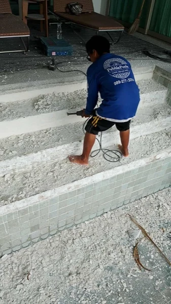 Wyndham Grand Phuket Kalim Bay — grinding the steps back before the new finish