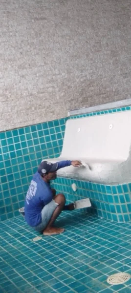 Wyndham Grand Phuket Kalim Bay — applying the Pearl White finish to the lounger