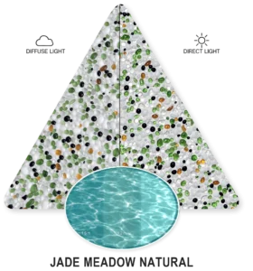 Jade Meadow Natural — ภาพประกอบตัวอย่าง PebbleCrete Glass