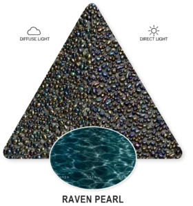 Raven Pearl — ภาพประกอบตัวอย่าง PebbleCrete Glass