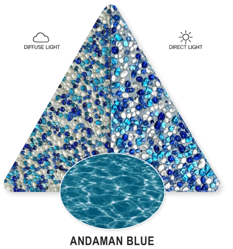 Andaman Blue — PebbleCrete Glass sample illustration