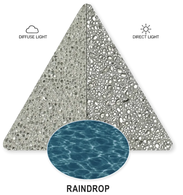 Raindrop — PebbleCrete Glass sample illustration